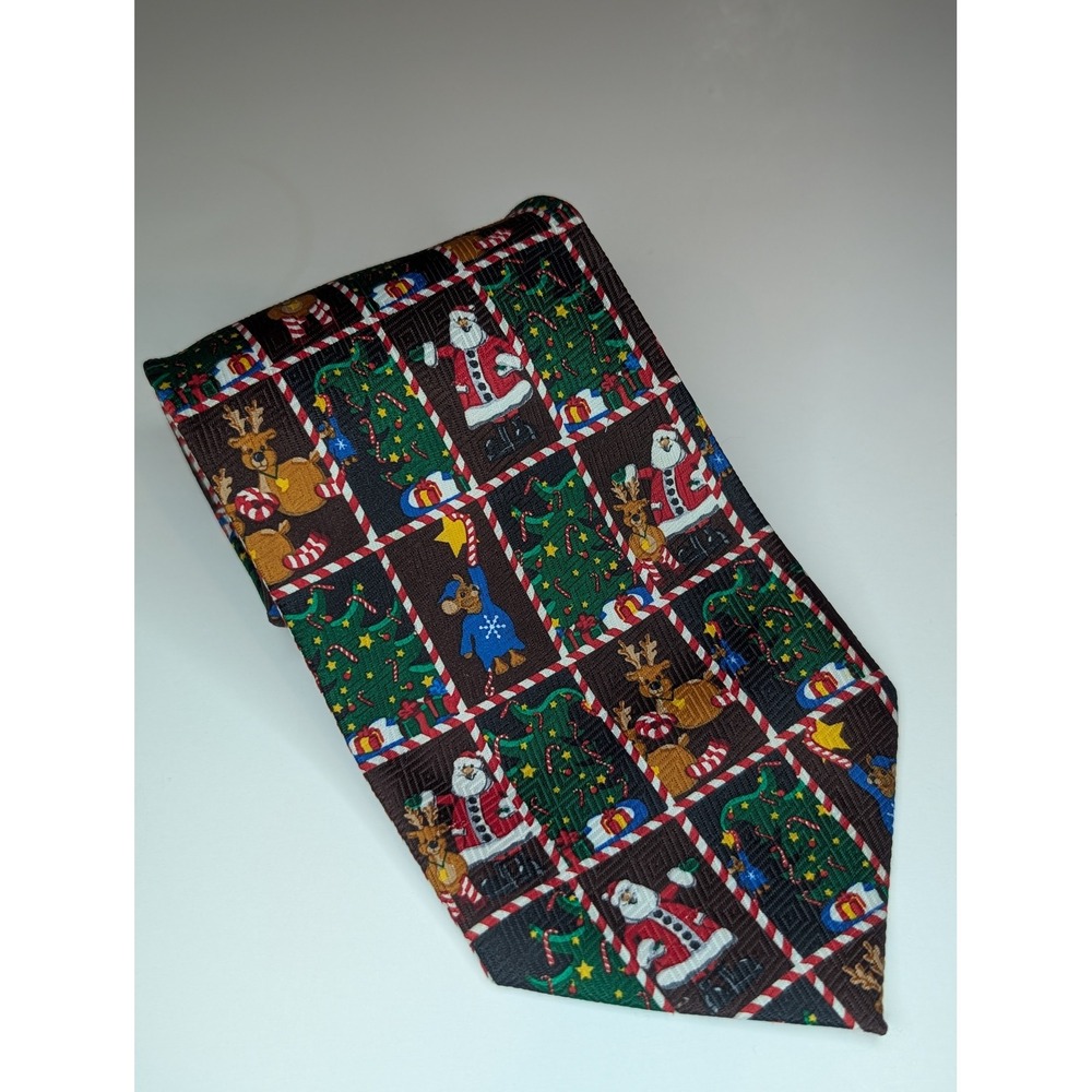 Mens Christmas Holiday Necktie Santa Reindeer Tree Candy Cane Office Party Fun